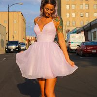 Lavender A-line Short Homecoming Dress,575 - Thumbnail 1