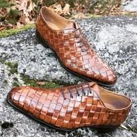 New Pure Handmade Brown Shaded Leather Stylish Lace Up Shoes For Men's - Thumbnail 4