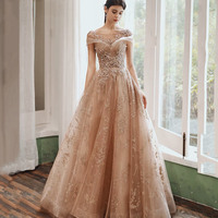 Shiny tulle sequins long prom dress formal dress - Thumbnail 4