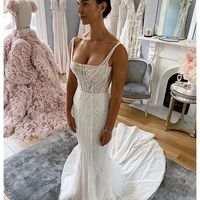 Sexy Mermaid Square Neck White Wedding Dresses,1136 - Thumbnail 2