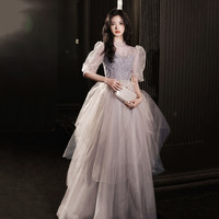 Cute tulle sequins long prom dress fashion girl dress - Thumbnail 3