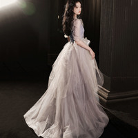 Cute tulle sequins long prom dress fashion girl dress - Thumbnail 4