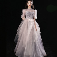 Cute tulle sequins long prom dress fashion girl dress - Thumbnail 7
