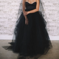 Glamous Ball Gown Tulle Black Gothic Wedding Dresses Sexy Sweetheart PuffyBridal Gowns,1143 - Thumbnail 2