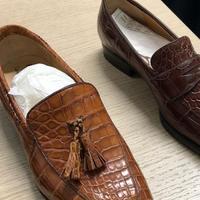 Elegant Hot Sale Brown Crocodile Skin Shoes, Handmade Tassels Loafer Formal Wear Shoes - Thumbnail 1