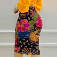 Women's Fashion Print Skirt - Thumbnail 1