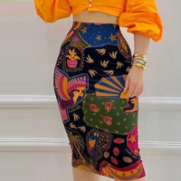 Women's Fashion Print Skirt - Thumbnail 2
