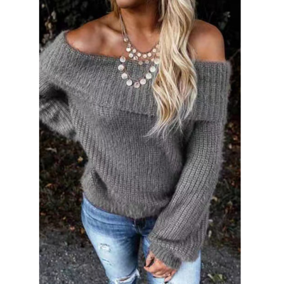 Long Sleeve Solid Color Knitted Sweater