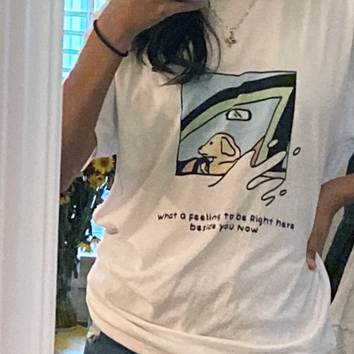 Free shipping-"what a feeling to be right here beside you now" tee - Thumbnail 4