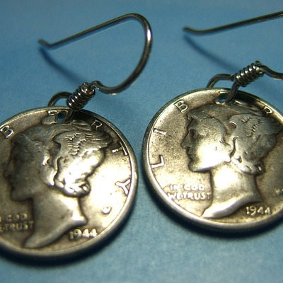 Silver mercury dime earrings