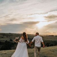Sweet Ball Gown Off the Shoulder Ruffled Sleeves White Dot Tulle Wedding Dresses - Thumbnail 3