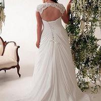 Elegant Applique Lace Wedding Dress back lace up V Neck Plus Size Beach Bridal Gowns - Thumbnail 1