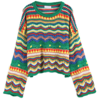 COLORFUL STRIPED CROCHET-KNIT SWEATER  - Thumbnail 2