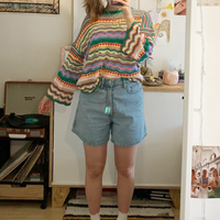 COLORFUL STRIPED CROCHET-KNIT SWEATER  - Thumbnail 3