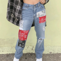 PAISLEY PATCHWORKS RIPPED JEANS - Thumbnail 1