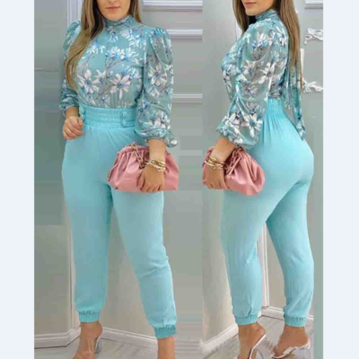 Sweet Printed Chiffon Two-Piece Suit