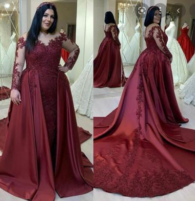 Burgundy Prom Dresses with Appliques Princess Gown