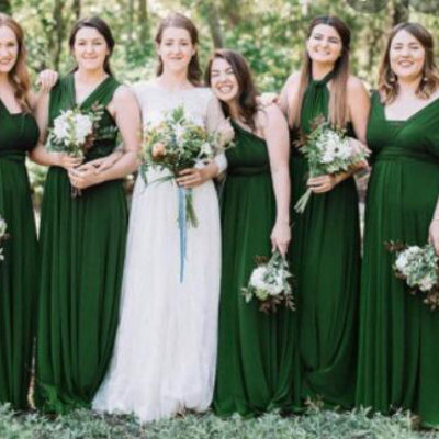 Convertible forest green bridesmaid dresses - Thumbnail 3