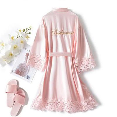 Casual dresses 1 pcs women robe lace bride bridesmaid sleepwear celebrity party wedding