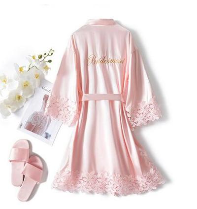 Casual Dresses 1 Pcs Women Robe Lace Bride Bridesmaid Sleepwear Celebrity Party Wedding