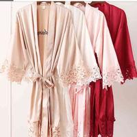 Casual Dresses 1 Pcs Women Robe Lace Bride Bridesmaid Sleepwear Celebrity Party Wedding - Thumbnail 1