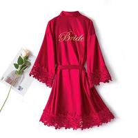 Casual Dresses 1 Pcs Women Robe Lace Bride Bridesmaid Sleepwear Celebrity Party Wedding - Thumbnail 4