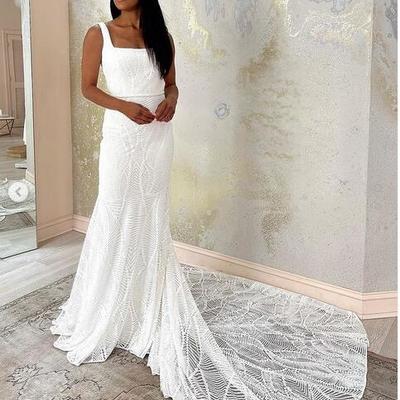 Simple beach wedding dreses boho lace bridal gowns