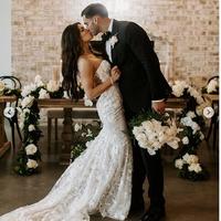 Simple Beach Wedding Dreses Boho Lace Bridal Gowns - Thumbnail 3