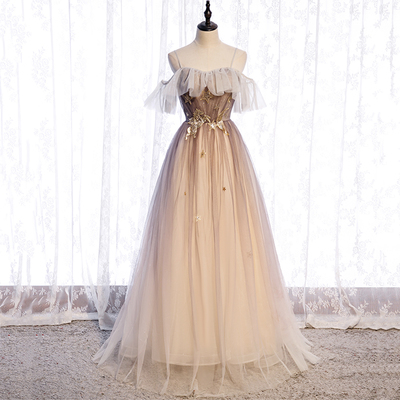 Cute tulle sequins long prom dress evening dress - Thumbnail 5