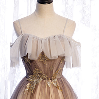 Cute tulle sequins long prom dress evening dress - Thumbnail 2