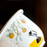 Cat ear cup glass cat mug with lid creative couple cup filter ceramic tea cup office cup - Thumbnail 5