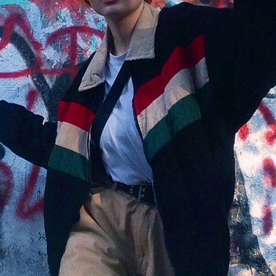 Free shipping-retro color stripes cord jacket - Thumbnail 3