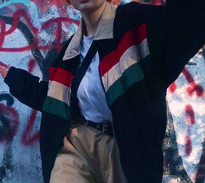 Free Shipping-RETRO COLOR STRIPES CORD JACKET