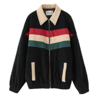 Free Shipping-RETRO COLOR STRIPES CORD JACKET - Thumbnail 6