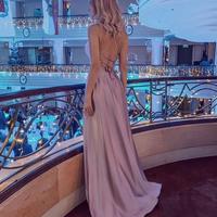 SP1659,Custom Pink Satin Long Prom Dresses with Cross Back - Thumbnail 1