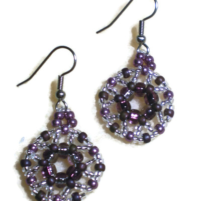 Purple circle earrings - Thumbnail 5