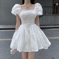 Floral Dress Female French Sweet Women Square Neck  - Thumbnail 4