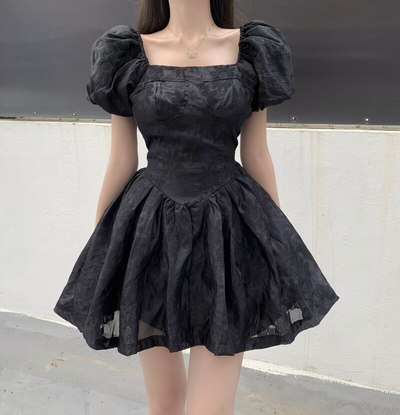 Floral Dress Female French Sweet Women Square Neck 
