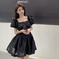 Floral Dress Female French Sweet Women Square Neck  - Thumbnail 1