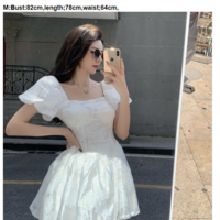 Floral Dress Female French Sweet Women Square Neck  - Thumbnail 9