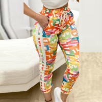 Fashion Letters Printed Pants - Thumbnail 1