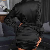 Sexy Long Sleeve Wrapped Hip Tight Dress - Thumbnail 2