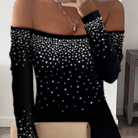 Design Hot Rhinestone One-shoulder Slit Dress - Thumbnail 1