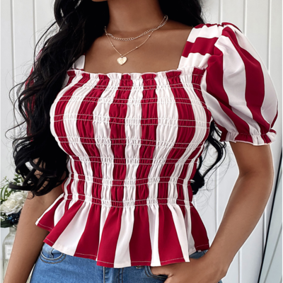 Long Sleeve Striped Chiffon Shirt