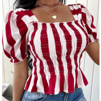 Long Sleeve Striped Chiffon Shirt - Thumbnail 1