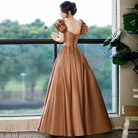 Lovely A line satin long prom gown princess dress - Thumbnail 2