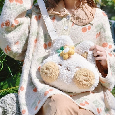 Cute plush doll fox shoulder messenger bag