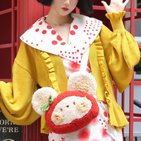 Cute Strawberry Teddy Bear Shoulder Messenger Bag - Thumbnail 1