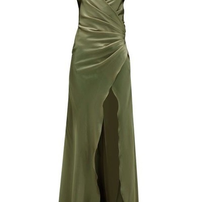 Olive green prom dresses spaghetti straps split,578 - Thumbnail 2