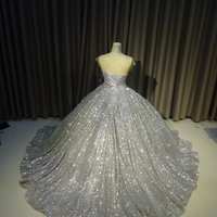 Sparkly Silver Gown, Silver Dress - Silver Ballgown - Wedding Gown, Modern Evening Wear, sparkly Ballgown, Custom Made,587 - Thumbnail 2